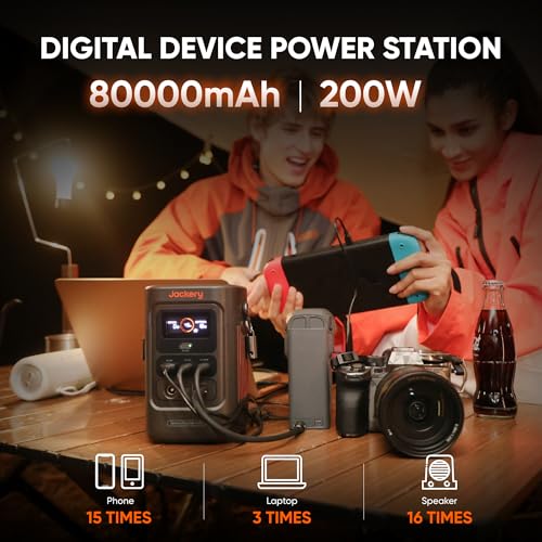 Jackery Explorer 240D Power Bank, 256Wh LiFePO4 Battery Portable Power Station, 200W DC Output, Charging Cable Included,1-Hour Fast Charging, Compact for Outdoor Camping, Travel, Emergencies