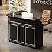 Tribesigns Reception Desk with Storage Shelves, L-Shaped Modern Front Desk, Reception Counter Table for Small Office, Salon, Checkout Office, Black
