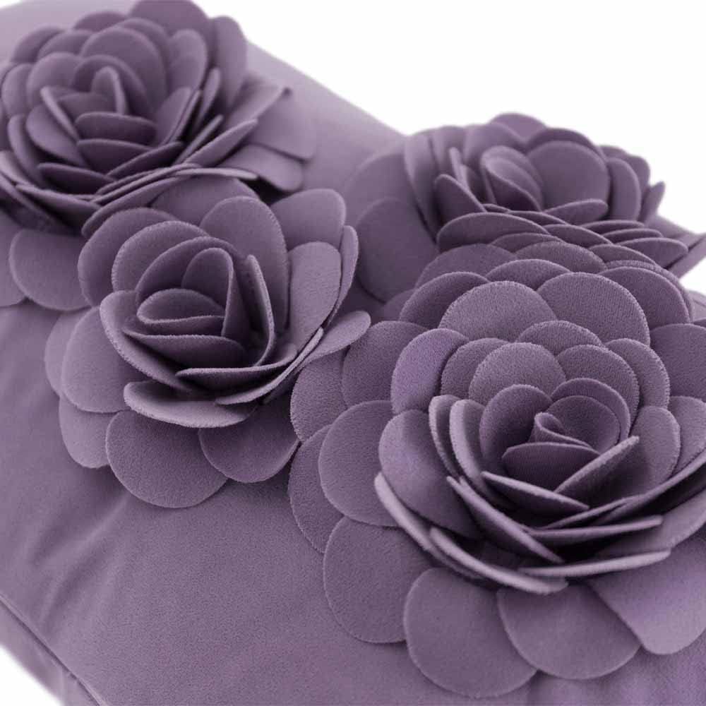 JWH Purple Flower Throw Pillow Covers Aesthetic Decorative Velvet Floral Accent Pillow Case Lumbar Cushion Handmade Pillowcase for Bed Couch Bedroom Living Room 12x20 Inch Lilac