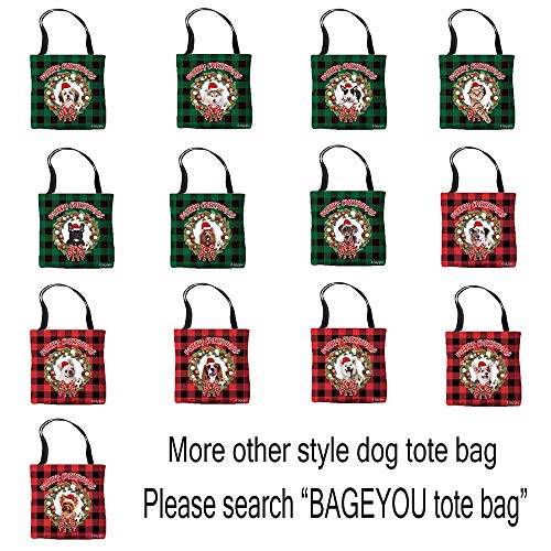 Merry Christmas With My Beloved Cat Persian Cat Green Buffalo Check Plaid Tote Bag Winter Holiday Wreath Shoulder Bag Handbag Casual Tote #TOP1