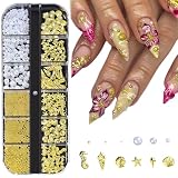 KAFZEL 1 Scatola Serie Ocean, Conchiglie, Stelle marine, Decorazioni unghie, Perle, Nail art,...