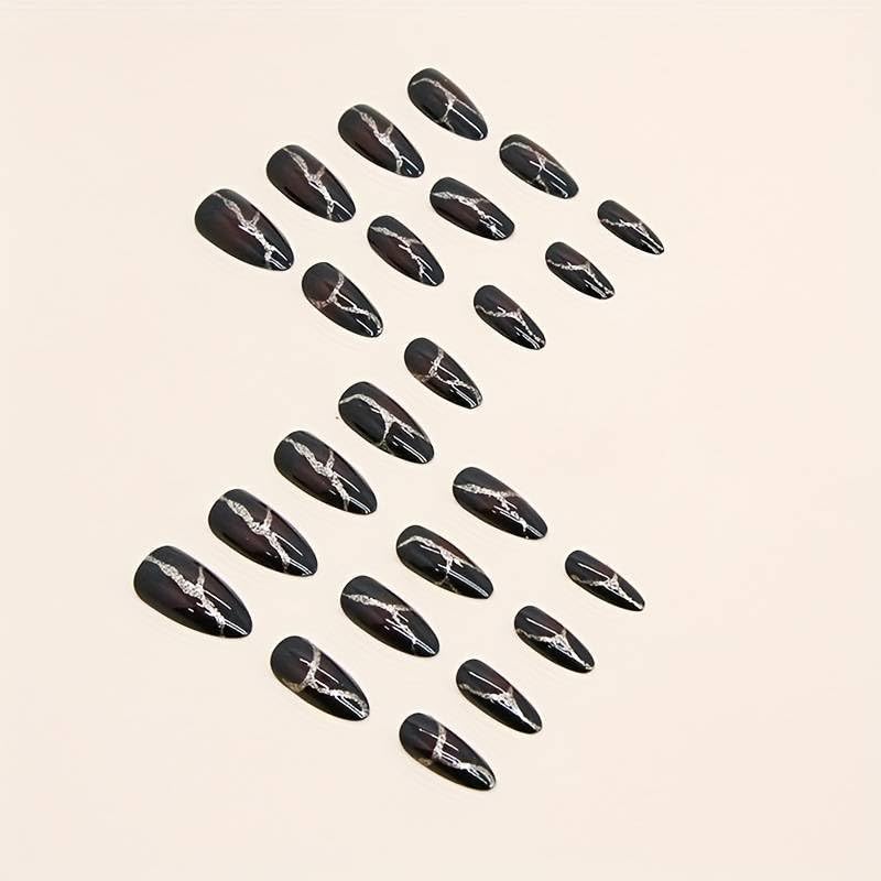 Image of ZOONA 24PCS Everlasting French Nails Artificial Nails Art Set| Lightweight & Long Lasting| Easy To Use| Quick Fix For Festivals & Special Occasions (W524)