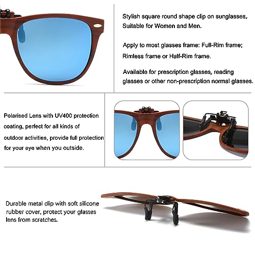 Image of Long Keeper Clip On Sunglasses - Polarized Flip Up Clip-on Sunglasses for Women & Men - Over Prescription Glasses