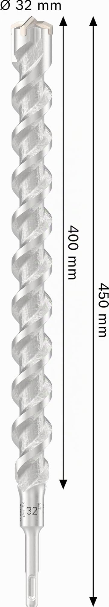Bosch 1x Broca para martillo PRO SDS plus-5X (para Hormigón armado, Hormigón, Ø 32,00 mm, Professional Accesorios Martillo perforador)