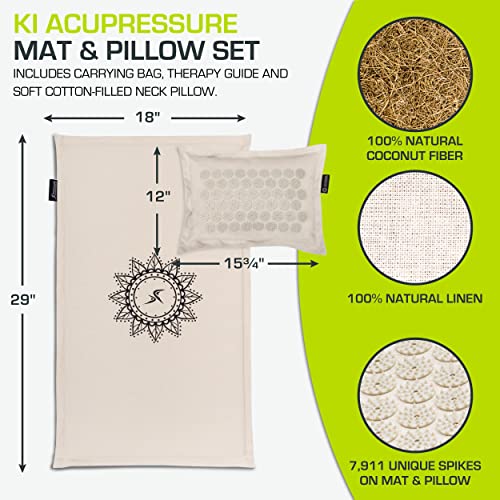 ProsourceFit Ki Acupressure Mat and Pillow Set with 100% Natural Linen for Back/Neck Pain Relief and Muscle Relaxation, Sand Dunes - Image 3