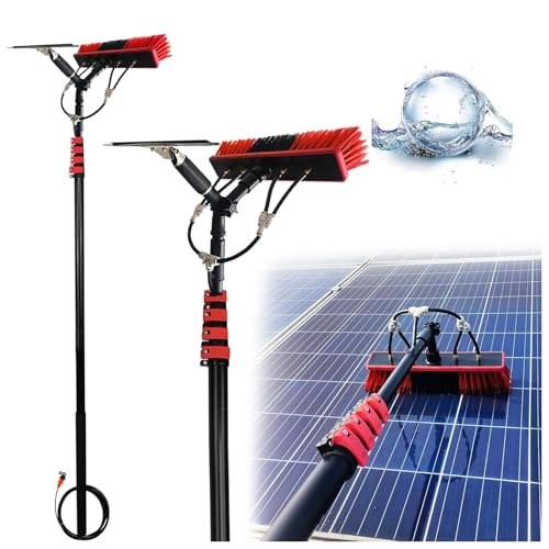 Kit de limpieza de paneles solares con escoba de goma de 9 m y cepillo de polvo, panel solar eficiente para exteriores y mantenimiento de techos