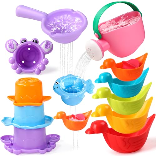 Fajiabao Juguetes Bañera Bebe 1 2 3 Año, Juguetes Baño Bebe, Juguetes Piscina Niños Bebé, Juguetes Playa Bebes, Juguetes de Agua para Niños Niñas Bebé 1 2 3 4 Años (Colores Aleatorios)