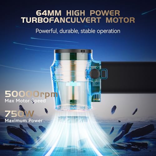 Oley Turbo Dryer Blower for Car,220MPH/3.1LB Thrust Car Dryer Air Blower-750W Brushless Motor,Infinitely Variable Speed,COB Lights&Silicone Grip|Lightweight Leaf Blower - for Car,Patio (Pencil Black)