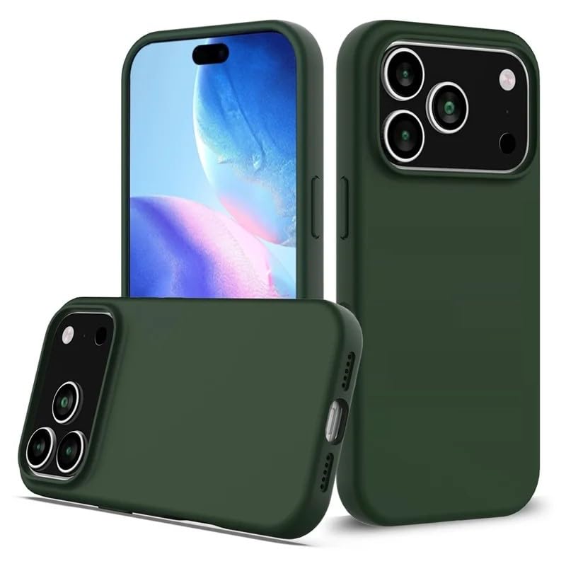 Image of Back Cover Compatible with iPhone 17 Pro Max Case Liquid Silicone Full Protection Shock Proof Back Cover for iPhone 17 Pro Max (Dark Green)