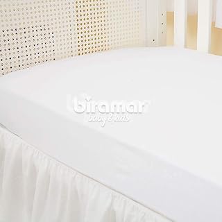 Lençol para Berço 1 Peça Malha Penteada Fio 30 Branco c/Elástico, Biramar Baby, Branco