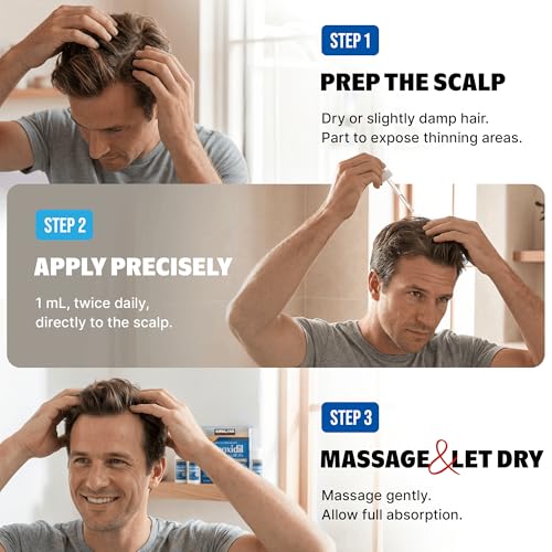 Image of Minoxidil Liquid Extra Strength Hair Regrowth Treatment for Men, 5% Topical Solution, 6 Months Supply - Dropper Applicator and Bonus Free Instructional Guide Included