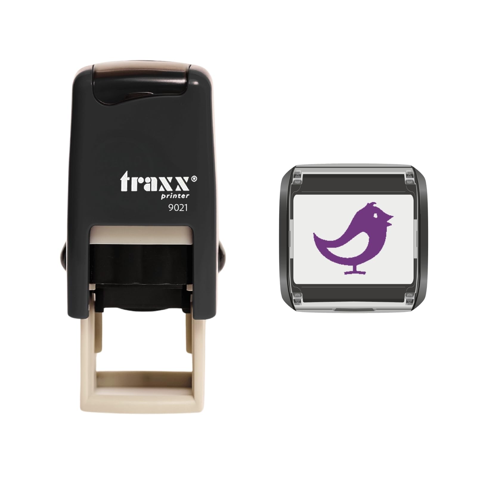Traxx 9021 Loyalty Card Self Inking Rubber Stamp Bird Sanctuary Reserve Zoo Pets *A Violet Bird Design* — image 1