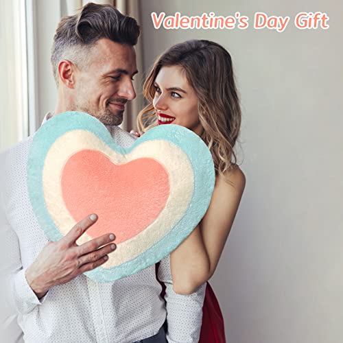 Fortuning's Jds Heart Pillow, Multi-Color Heart Shaped Throw Pillow As Valentines‘ Day Gift, Cute Furry Heart Plush As Sofa Decor, Birthday Gift For Lover, Wife,Girlfriend(14"X17") #TOP1