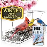 Window Bird Feeder by Nature’s Hangout - Award-Winning Clear Acrylic Bird Feeders for Outdoors, No Assembly, Strong Suction Cups, Bird Watching for Cats, Easy-to-Clean Birdhouse