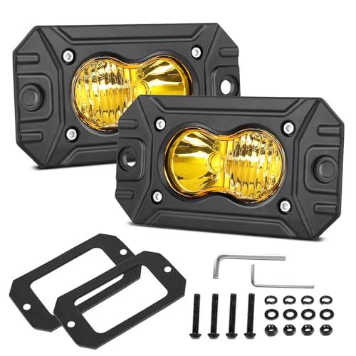 Image of Flush Mount Pod Lights Yellow LED Driving Fog Light Offroad