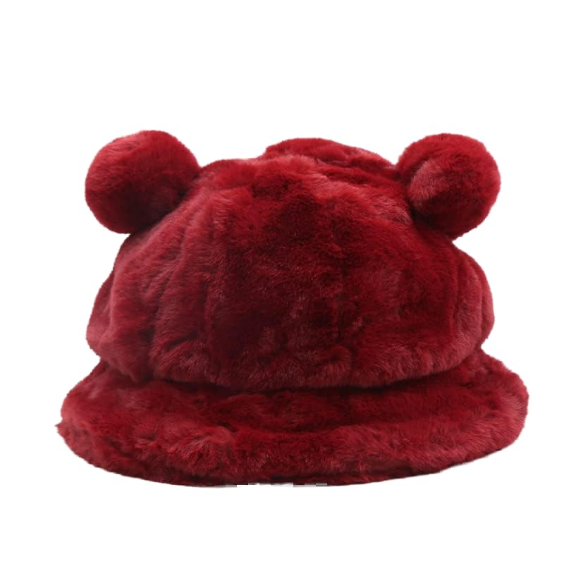 Chapeau bucket d'hiver en fausse fourrure épaisse et chaude pour femme