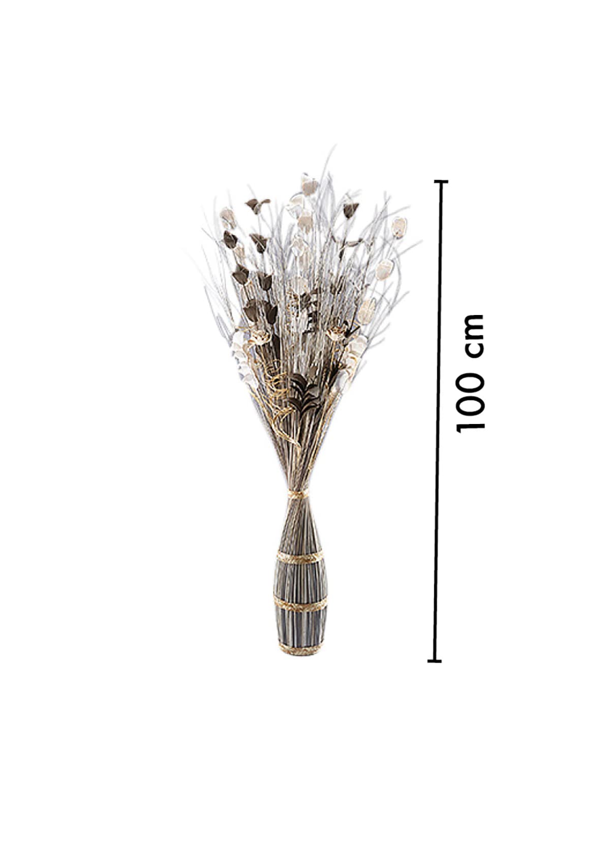 Kobolo Deko Bündel, weiß-grau, 100 cm, künstliches Gräserbündel, Trockenblumen-Deko, getrockneter Blumenstrauß, Dekopflanze aus Naturfasern für den Innenbereich