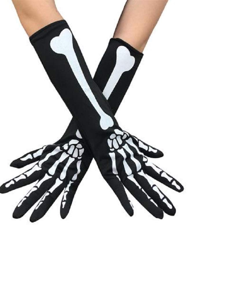 Halloween Party Skeleton Gloves One Pair of Scary Ghost Skeleton Gloves Halloween Costume (Long)