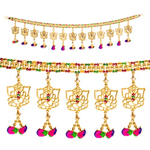 Toran Bandanwar Ganesh Pompom Diwal Door Wall Hanging Traditional Indian Home Office Temple Deepawali Festival Décor Decoration & Gifting Size- 36 inches