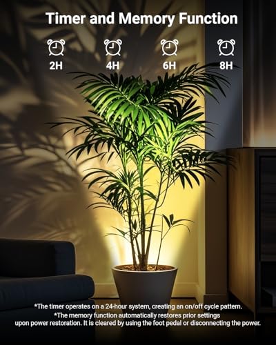 Image of Abovizo 2 Pack Uplighting Indoor, LED Floor Can Lights with Remote and Timer, 3 Color Temps Dimmable Spotlight for Corner Sofa Plant Home Accent Lighting, 5.9 FT Plug Cord & Foot Switch, Black