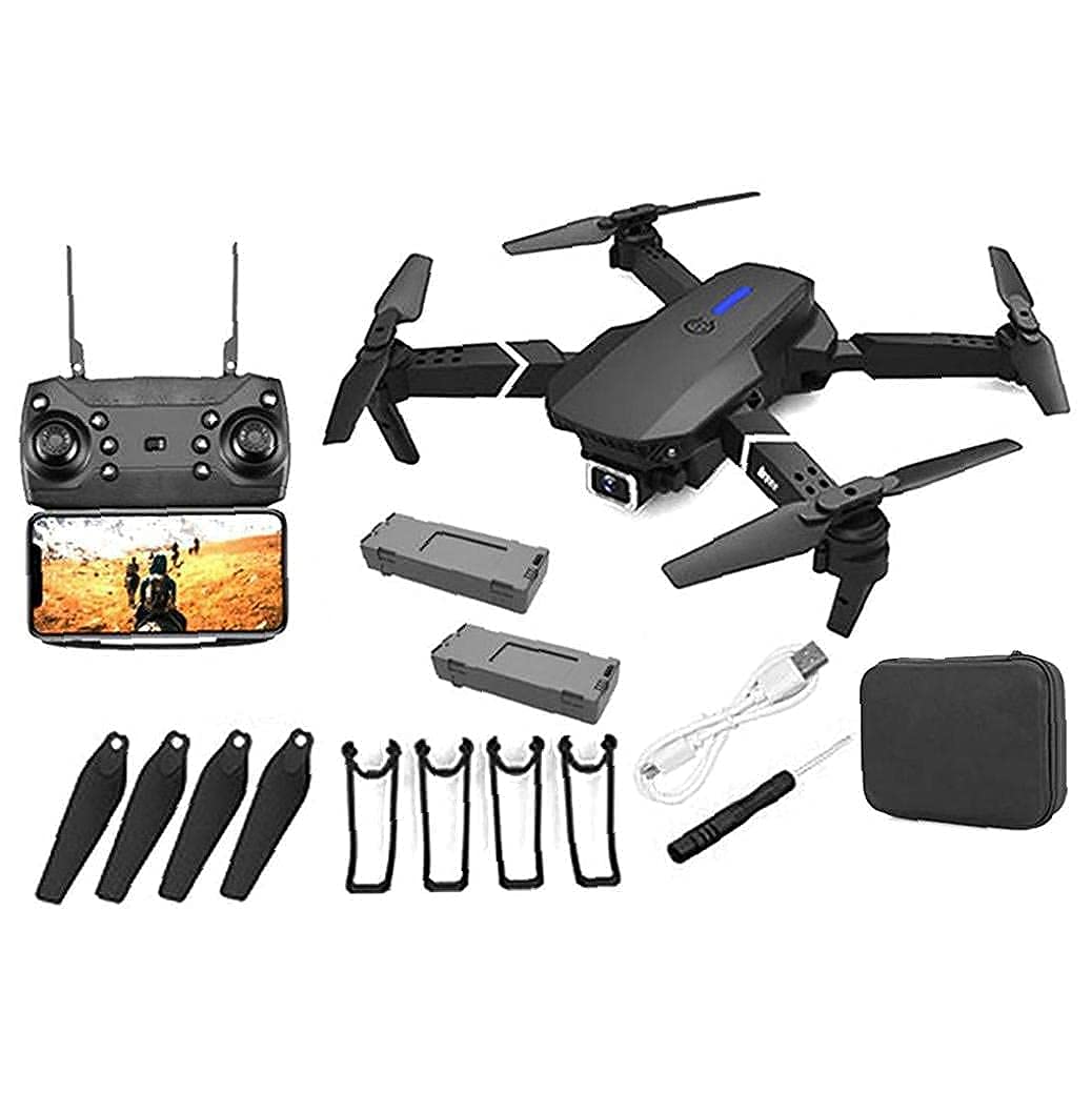 GPS Drone E88 Foldable GPS Drone with Adult 4K Pro Camera, Brushless Motor Quadcopter, Carrying Bag, Wide Control Range, Live Video Drone RC