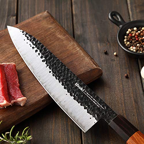 Gyuto Chef’s Knife, 8 inch Japanese Chef Knife 3 layers 9CR18MOV Clad Steel Japanese Kitchen Knife , Alloy Steel Gyuto Knife, Sushi Knife for Kitchen/Restaurant, Octagonal Handle, Gift Box