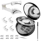 Magnetische Wimpern mit Applikator Magnetwimpern Natürlich Look Magnet Wimpern ohne Eyeliner 3 Paare Geschenkbox-Wimpern Magnetisch Wiederverwendbare Magnetic Lashes Set Natural Look für Geschenk