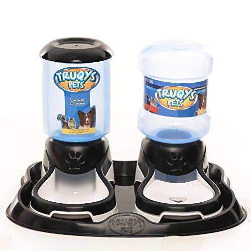 Comedouro Duplo Automatico Para Cachorros Pet Bebedouro Gato Cor:Preto