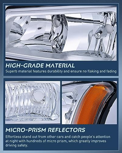 Image of Nilight Headlight Assembly for 2003 2004 2005 2006 Chevy Silverado Avalanche 1500 1500HD 2500 2500HD 3500 Chevrolet Pickup Replacement Headlamp Housing Bumper Lamp Set