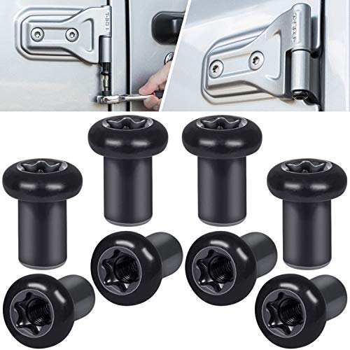 Door Hinge Nuts Replacement Screws for Jeep Wrangler JK JKU Sports Sahara Freedom Rubicon Unlimited 2-Door 4-Door 2007-2018 Exterior Accessories Black (8 PCS)