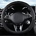 ZHOL Universal 15 inch Steering Wheel Cover Microfiber Leather and Viscose, Breathable, Anti-Slip, Odorless, Warm in Winter and Cool in Summer, Black