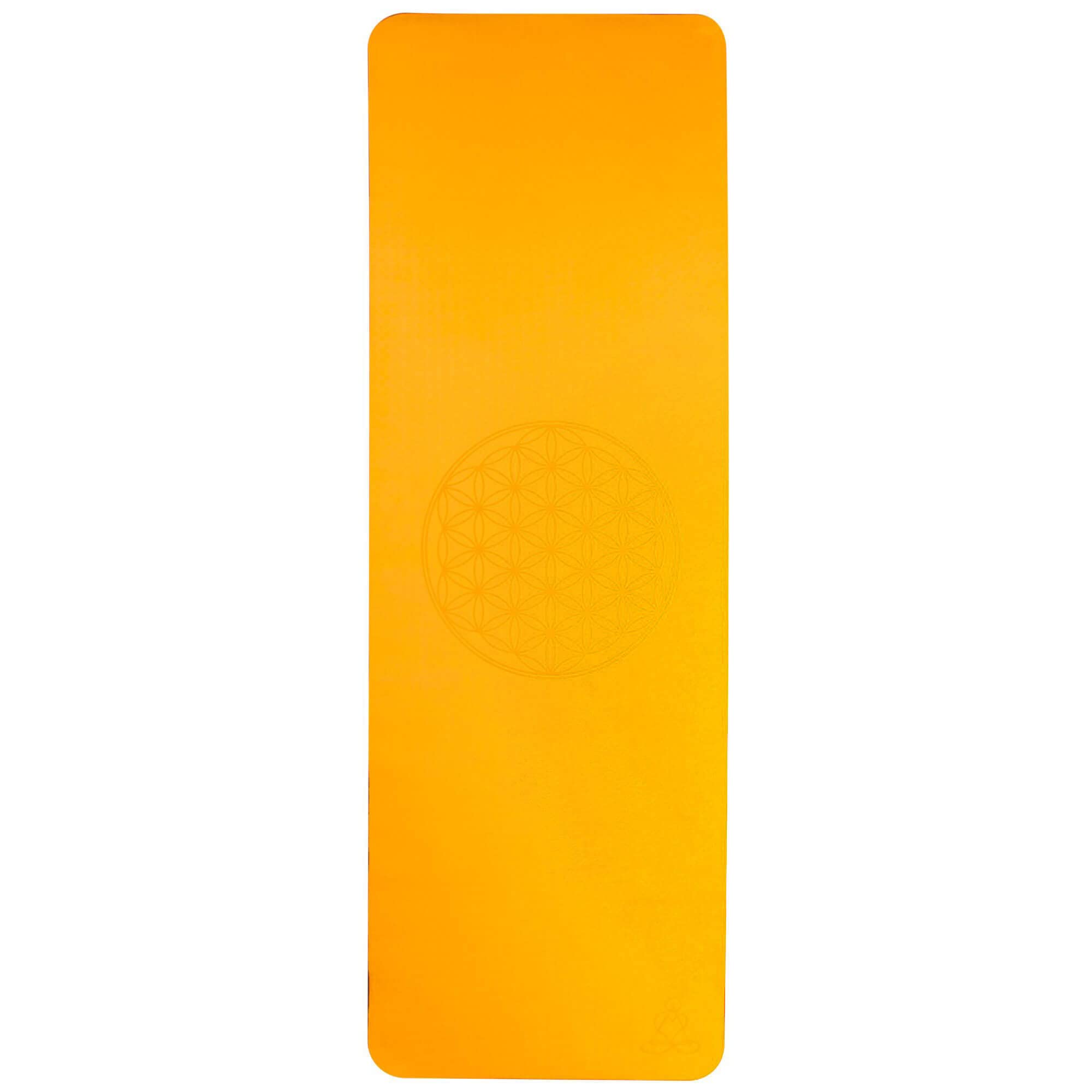 Fleur de vie Tapis de yoga en TPE écologique - Orange/gris