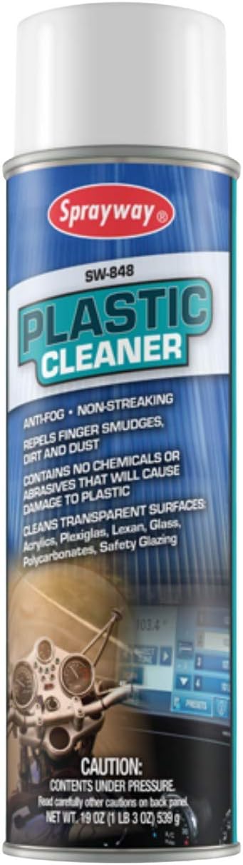 Sprayway SW848-12PK Aerosol Plastic Cleaner, 19 oz, Pack of 12