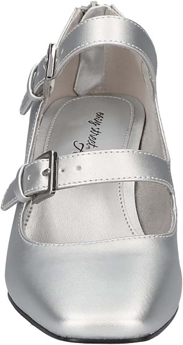 Easy Street Willis Women's Pump, 8 B(M) US, Silver-Satin
