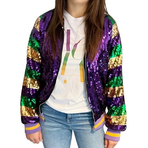 Women's Light up Sequin Jacket Coat Sparkly Long Sleeve Bomber Jackets Glowing Carnival Party Night Club Jacket2