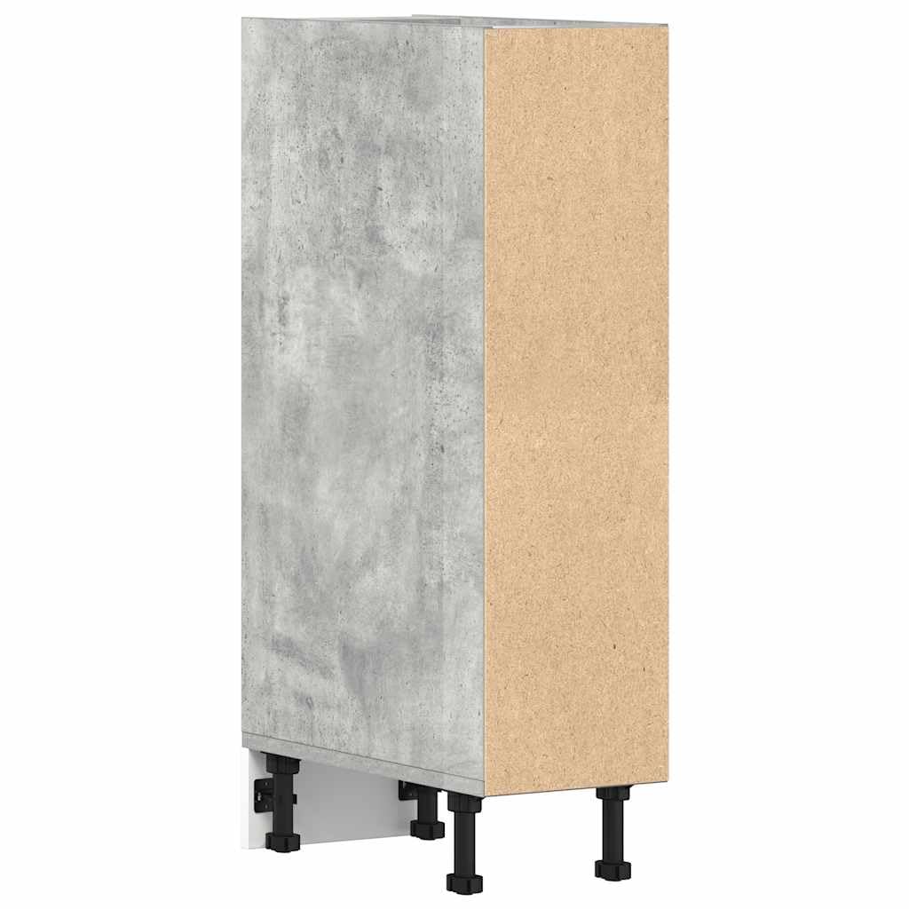 Riga Meuble bas Gris béton 20 x 44,5 x 81,5 cm Meuble de cuisine en bois d'ingénierie pour restaurant, hôtel, 1 armoire inférieure (4 étagères) 20 cm