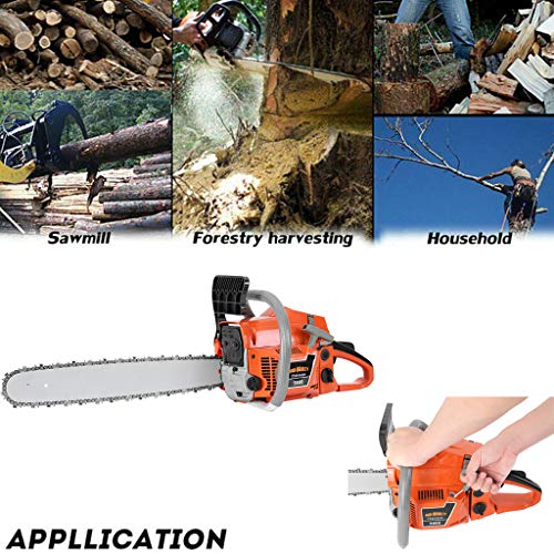 58CC 2-Stroke Bar Gasoline Powered Chainsaw, 20-Inch Chainsaw, Cordless Handheld Gasoline Power Chain Saws for Cutting Trees, Wood, Garden and Farm (Orange)