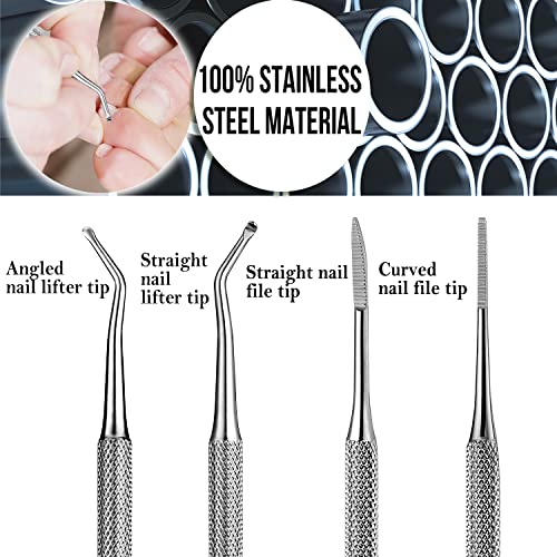 Ingrown Toenail File And Lifter, Familife 2Pcs Ingrown Toenail Tool Double Sided With Storage Case Professional Ingrown Toenail Corrector 100% Stainless Steel Ingrown Toenail Removal Kit Pedicure Kit #TOP7