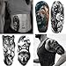 82 Sheets Temporary Tattoos Stickers, Fake Body Arm Chest Shoulder Tattoos for Men and Women, Halloween Temporary Tattoos Black Fake Skull Skeleton Tattoos for Halloween Cosplay
