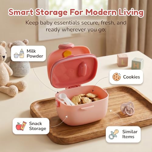 Image of Uonibaby by StarAndDaisy Formula Milk Container for Baby Milk Powder Container with Scoop Holder, Portable Formula Dispense, Airtight First Feed Baby Food Storage Container /Box for Travel (Peach)