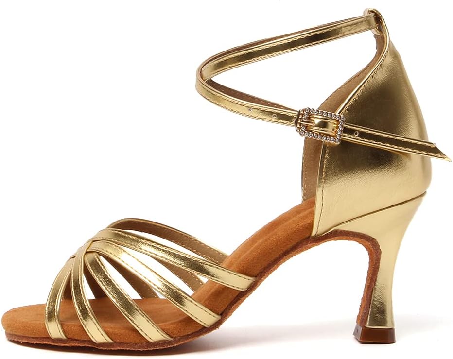 DKZSYIM Women's Satin Latin Dance Shoes Professional Ballroom Salsa Practice Performance Dancing Shoes,Model 213