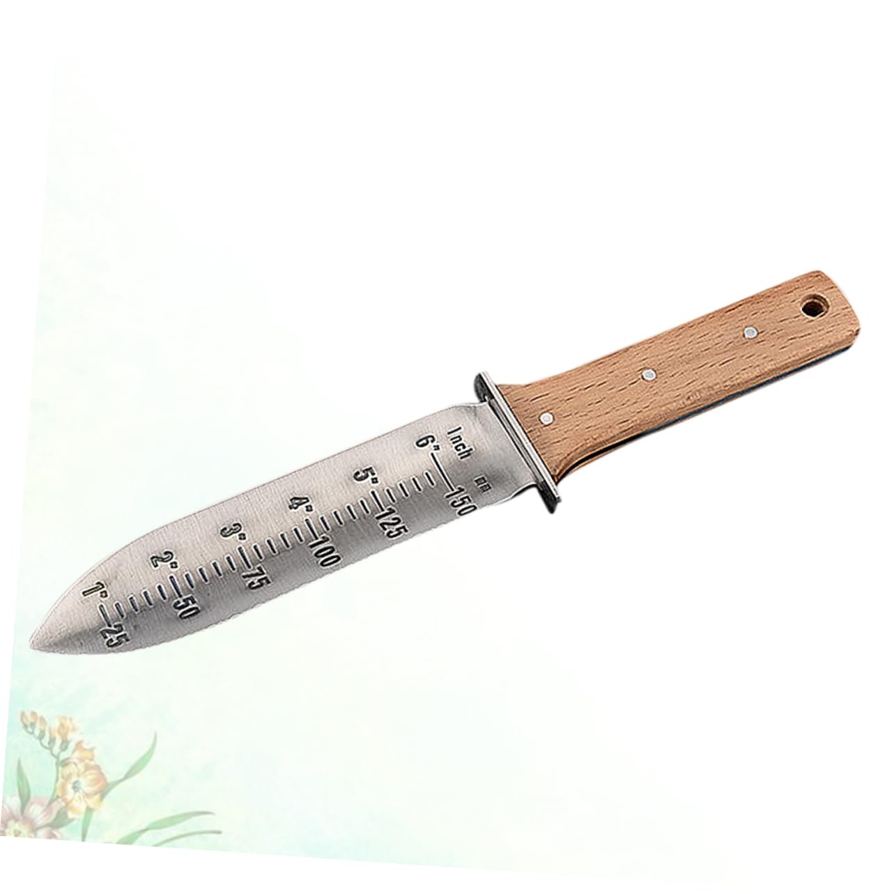 Pala Pequeña de Jardín de Hierro Mango de Madera para Bonsáis | Color Caqui, Diseño Impreso y Acabado Elegante, Mango Ergonómico para Reducir Fatiga en Mano y Muñeca