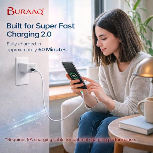 Image of 45W GaN-PD Charger| Compatible with Samsung Galaxy S20 to S25 Ultra Series,Vivo Flash Charge,Nothing and Google Rapidly Charge, Type-C Laptop & More with C to C Cable| BIS Certified|