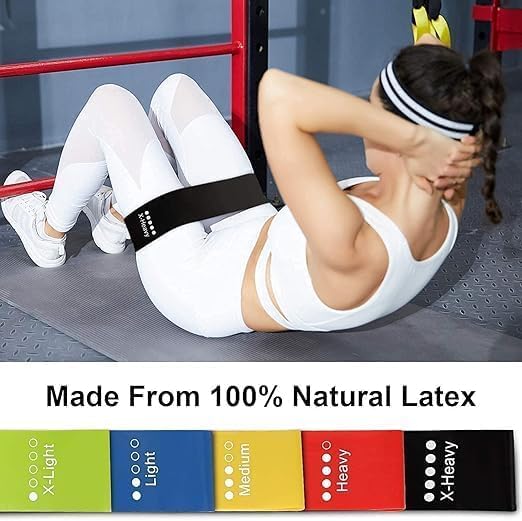 Image of Resistance Bands Set of 5, Exercise Loop Bands for Fitness, Strength Training and Home Workouts, Multiple Resistance Levels (Pack of 1)