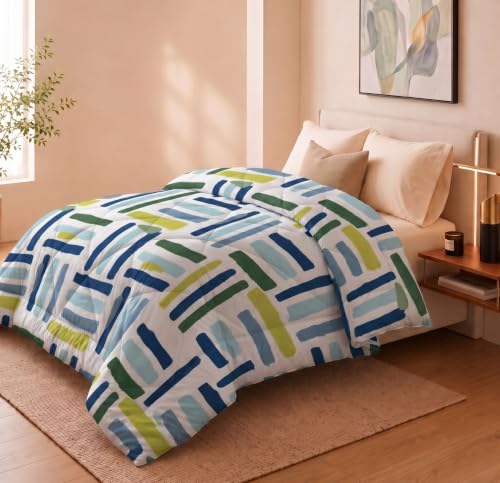Image of HOMEKART 220 GSM Reversible Microfiber AC Comforter /Duvets for Mild Winter | All Season Single Size 3 Layered Quilted Blanket for Single Bed (230 cm x 150 cm,Multicolour)