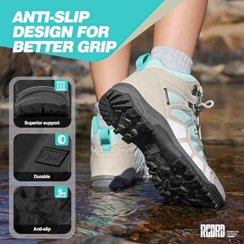 R CORD Womens Hiking Boots Waterproof Hiking Boots Womens Non-Slip Lightweight Outdoor Hiking Shoes Trekking Camping Trail Outdoor4