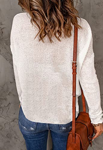 Image of Womens's Drop Shoulder Casual Loose Crewneck Lightweight Long Sleeve Pullover Sweaters
