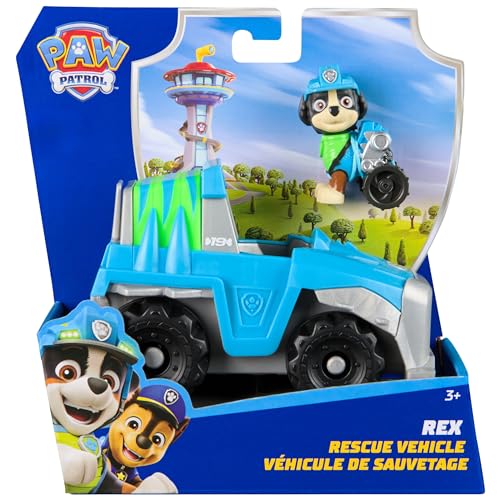 Paw Patrol - Pat Patrouille - Véhicule Figurine Rex - Voiture Figurine À Collectionner - Pat Patrouille Véhicule - Plastique Recyclé - Voiture Enfant - Jouet Enfant 3 Ans Et +