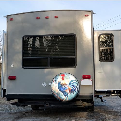 Image of Dujiea Colorful Rooster with Long Tail Spare Tire Cover, Universal Wheel Tire Cover Waterproof Dust-Proof Tire Protectors for Trailer Rv SUV Truck Camper and Many Vehicle 14 15 16 17 Inch