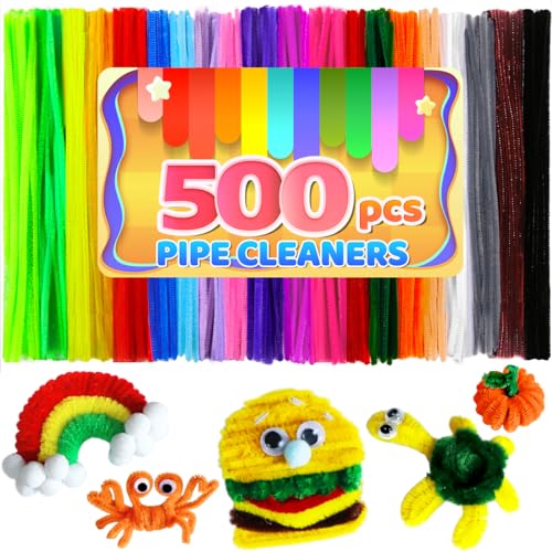 Image of IOOLEEM 500pcs Multi-Colored Pipe Cleaners Bulk for Crafts
